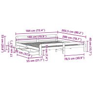 Рамка за легло без матрак, бял, 180x200 см, бор масив