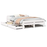 Рамка за легло без матрак, бял, 140x200 см, бор масив