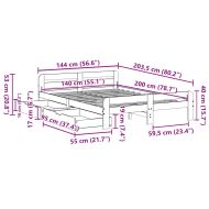 Рамка за легло без матрак, бял, 140x200 см, бор масив