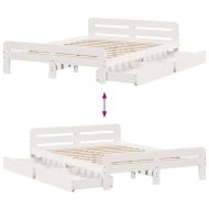 Рамка за легло без матрак, бял, 140x190 см, бор масив