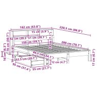 Легло с етажерка за книги, без матрак, 150x200 см, бор масив
