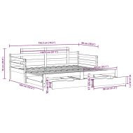Дневно легло с уширение и чекмеджета без матрак бял 90x190 см