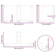Крака за масичка за кафе, Т-образни, 2 бр., черни, 50x25x(30-31) см, стомана