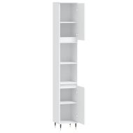 Шкаф за баня, бял, 30x30x190 см, инженерно дърво