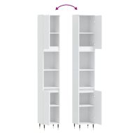 Шкаф за баня, бял, 30x30x190 см, инженерно дърво