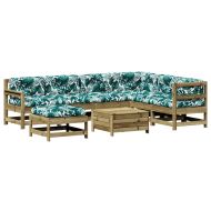 Градински лаундж комплект 8 части с възглавници импрегниран бор