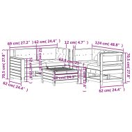 Градински лаундж комплект 5 части с възглавници импрегниран бор