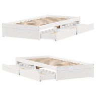 Рамка за легло без матрак, бял, 75x190 см, борово дърво масив