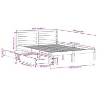 Рамка за легло без матрак, бял, 120x190 см, борово дърво масив