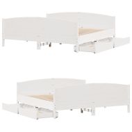 Рамка за легло без матрак, бял, 200x200 см, бор масив