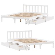 Рамка за легло без матрак, бял, 150x200 см, бор масив