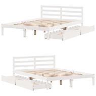 Рамка за легло без матрак, бял, 150x200 см, бор масив