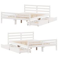 Рамка за легло без матрак, бял, 150x200 см, бор масив