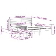 Рамка за легло без матрак, бял, 150x200 см, бор масив