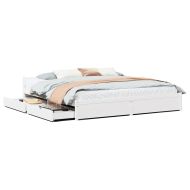 Рамка за легло без матрак, бял, 160x200 см, бор масив