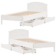 Рамка за легло без матрак, бял, 90x200 см, бор масив