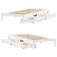 Рамка за легло, с чекмеджета, без матрак, бяла, 90x200 см