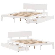 Рамка за легло, с чекмеджета, без матрак, бяла, 120x200 см