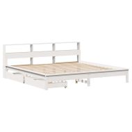 Легло с етажерка за книги, без матрак, 200x200 см, бор масив