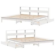 Легло с етажерка за книги, без матрак, 200x200 см, бор масив