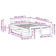 Рамка за легло без матрак, бял, 120x190 см, борово дърво масив