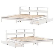 Легло с етажерка за книги, без матрак, 180x200 см, бор масив