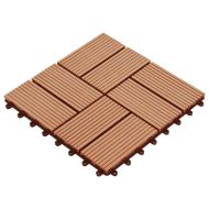 22 бр декинг плочки, 30x30 см, 2 кв.м., WPC, тиков цвят