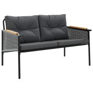 Комплект балконски мебели 5 части с възглавници черен стомана