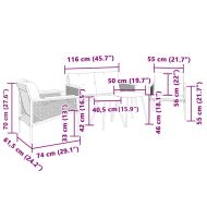 Комплект балконски мебели 5 части с възглавници черен стомана