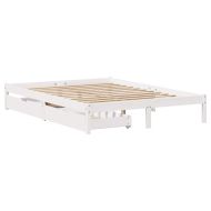 Рамка за легло без матрак, бял, 150x200 см, бор масив