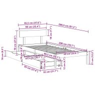 Рамка за легло без матрак, бял, 90x200 см, бор масив