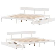 Рамка за легло без матрак, бял, 180x200 см, бор масив