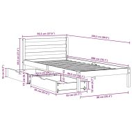 Рамка за легло без матрак, бял, 90x200 см, бор масив