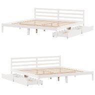 Рамка за легло без матрак, бял, 200x200 см, бор масив