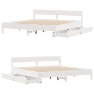 Рамка за легло без матрак, бял, 180x200 см, бор масив