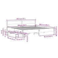 Рамка за легло без матрак, бял, 180x200 см, бор масив