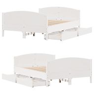 Рамка за легло без матрак, бял, 140x190 см, бор масив