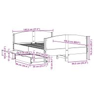 Рамка за легло без матрак, бял, 140x190 см, бор масив