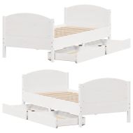 Рамка за легло без матрак, бял, 90x200 см, бор масив
