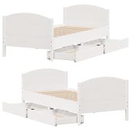 Рамка за легло без матрак, бял, 75x190 см, борово дърво масив