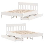 Рамка за легло без матрак, бял, 140x190 см, бор масив