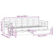 Дневно легло с чекмеджета без матрак бял 90x190 см дърво масив
