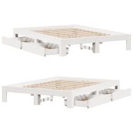 Рамка за легло без матрак, бял, 150x200 см, бор масив