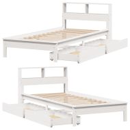 Легло с етажерка за книги, без матрак, 100x200 см, бор масив