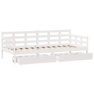 Легло с чекмеджета, без матрак, бяло, 80x200 см, масивно дърво