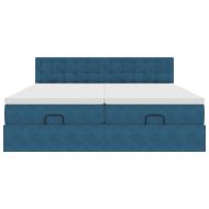 Османска легло с матраци, тъмносиньо, 180x200 см, кадифе