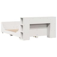 Рамка за легло без матрак, бял, 120x200 см, бор масив