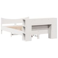 Рамка за легло без матрак, бял, 140x190 см, бор масив