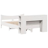 Рамка за легло без матрак, бял, 120x190 см, борово дърво масив