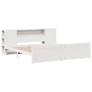 Легло с етажерка за книги, без матрак, 180x200 см, бор масив